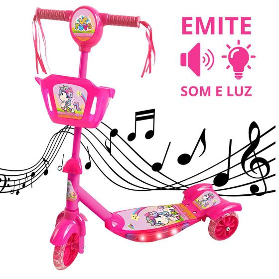 Imagem de Patinete Infantil Musical Cestinha com Luz Som Menina Menino