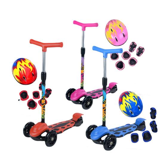 Imagem de Patinete Infantil Power 3 Rodas 40kg + Capacete Kit Proteção