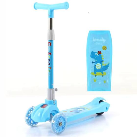 Imagem de Patinete Infantil Roda De Led Altura Ajustável Azul Ou Rosa