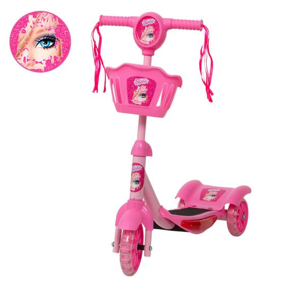 Imagem de Patinete Infantil Rosa da Barbie 3 Rodas Com Led e Som