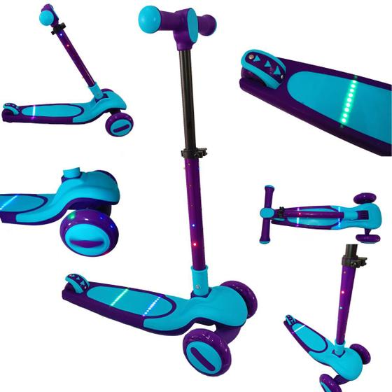 Imagem de Patinete Infantil scooter dobrável com Led 3 rodas até 50Kg Dream Light Azul