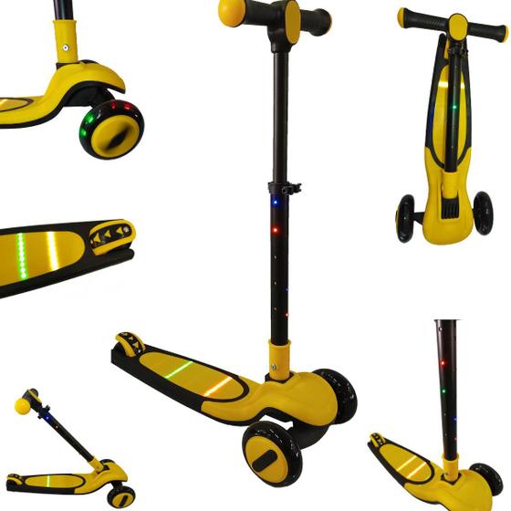 Imagem de Patinete Infantil scooter dobrável com Led 3 rodas scooter até 50Kg Dream Light amarelo