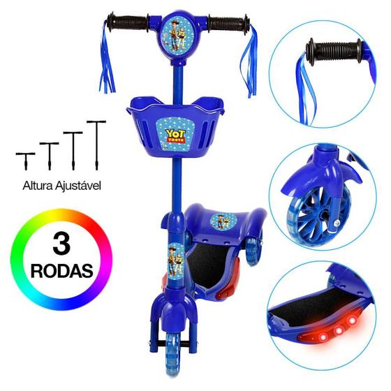 Imagem de Patinete Infantil Toy Story 3 Rodas Com Led e Som Azul