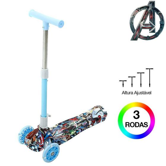 Imagem de Patinete Infantil Vingadores HQ Três Rodas para Meninos Azul