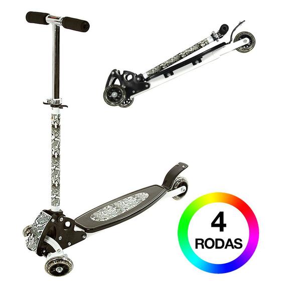 Imagem de Patinete Masculino Dobrável 4 Rodas D Balanço Preto BBR Toys