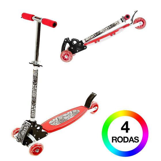 Imagem de Patinete Masculino Vermelho 4 Rodas C Altura Ajustável