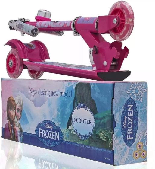 Imagem de Patinete Menina Frozen 3 Rodas Gel E Led