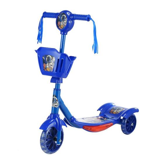 Imagem de Patinete musical infantil com 3 rodas e cestinha azul