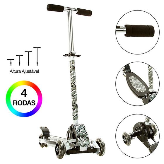 Patinete para Meninos de Alumínio com 4 Rodas Preto BBR Toys Menor preço em Patinete para Meninos de Alumínio com 4 Rodas Preto BBR Toys