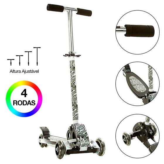 Imagem de Patinete para Meninos de Alumínio com 4 Rodas Preto BBR Toys