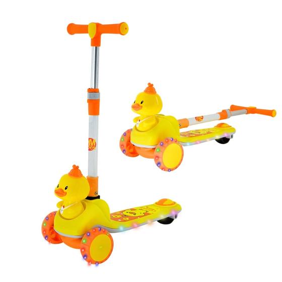 Imagem de Patinete Patinho Feliz Radical Infantil Dobrável 3 Rodas Com Luz Led DM Toys DMR6815