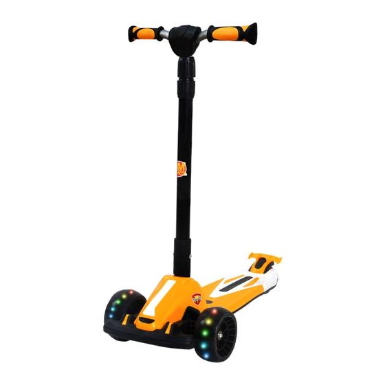 Imagem de Patinete Racing Radical Infantil Dobrável 3 Rodas Com Luz Led DM Toys DMR6811 Amarelo