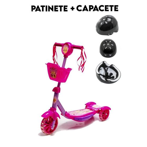 Imagem de Patinete Rosa Belinda Com Capacete Confiável de 6 7 8 Anos