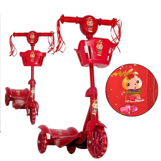 Imagem de Patinete Scooter Guidao Acolchoado Menina Infantil Vermelho