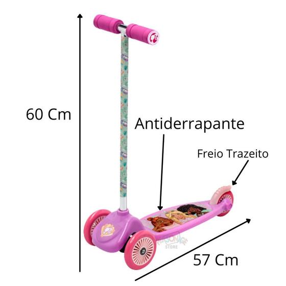 Imagem de Patinete Skate Barbie 3 Rodas Infantil Alumínio F00549