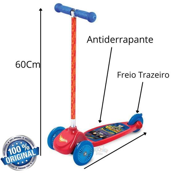 Imagem de Patinete Skate Hot Wheels 3 Rodas Infantil Alumínio F00551