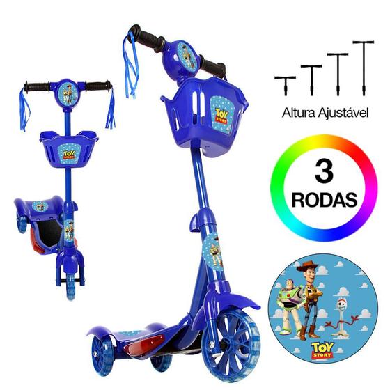 Imagem de Patinete Toy Story 3 Rodas Brinquedo Criança Com Led