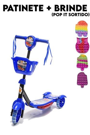 Imagem de Patinete Tritnet Infantil Azul Resistente Luz Presente Pop it