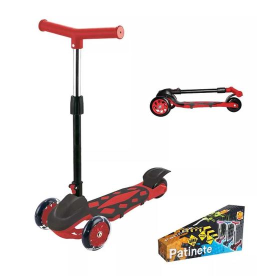 Imagem de Patinete Vermelho Power Ajustável Dobrável 3 Rodas Dm Toys