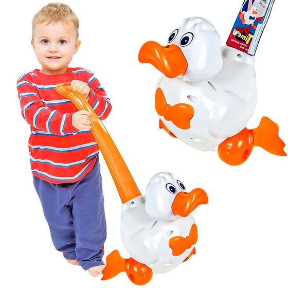 Imagem de Patinho De Empurrar Brinquedo Infantil Para Bebê Faz Barulho Pato Play Time Divertido 2516 - Cotiplás