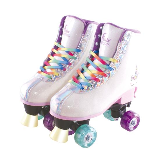 Imagem de Patins 4 Rodas Ajustável Com Luz Unicórnio Brilho 31 ao 34