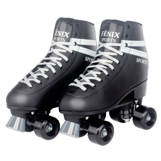 Imagem de Patins 4 rodas ajustavel preto radical 35/38 cadarço fenix