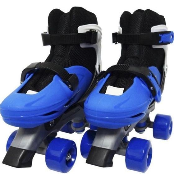 Imagem de Patins 4 Rodas C/ Kit de Proteção Tamanho P Azul Importway