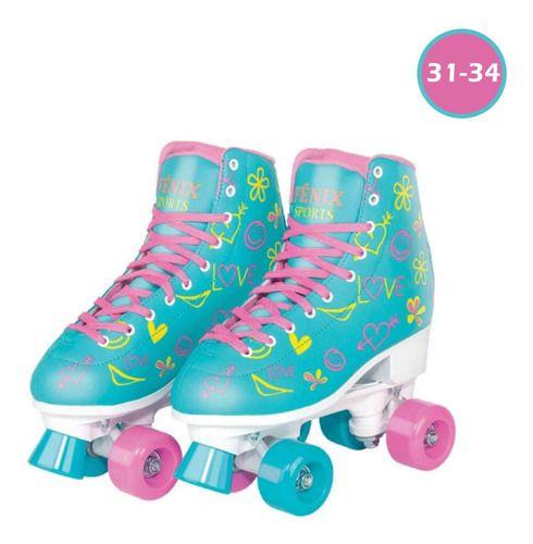 Imagem de Patins 4 Rodas Clássico Ajustável Roller Skate 31-34 Fenix