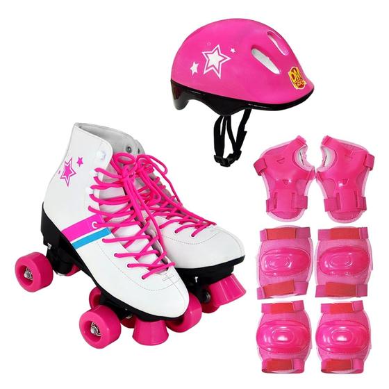 Patins 4 Rodas Clássico Retro C/ Acessórios Roller Flash Menor preço em Patins 4 Rodas Clássico Retro C/ Acessórios Roller Flash