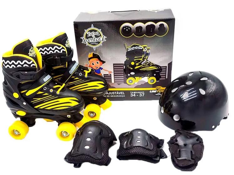 Imagem de Patins 4 Rodas Infantil Unitoys Quad Preto - com Acessórios