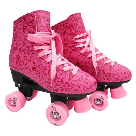 Imagem de Patins 4 Rodas Roller Estilo New  Rosa 36 Dm Toys