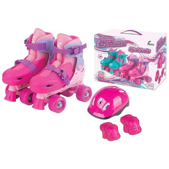 Imagem de Patins 4 rodas roller skate ajustavel - pk-01r - tam 34 / 37 - rosa 