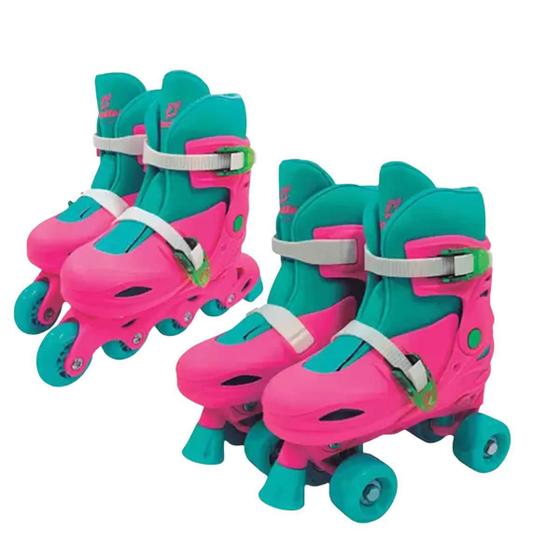 Imagem de Patins Ajustável 2 Em 1 In Line E 4 Rodas 34-37 Fenix Rosa