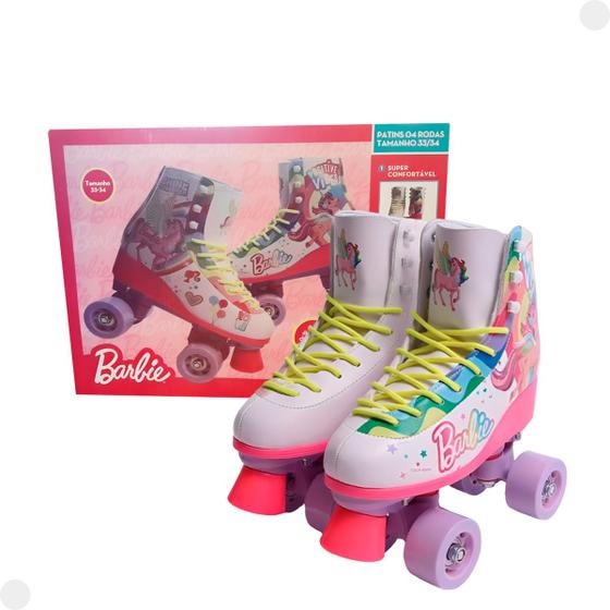 Imagem de Patins Barbie 04 Rodas Tamanho 33-34 F01654 - Fun