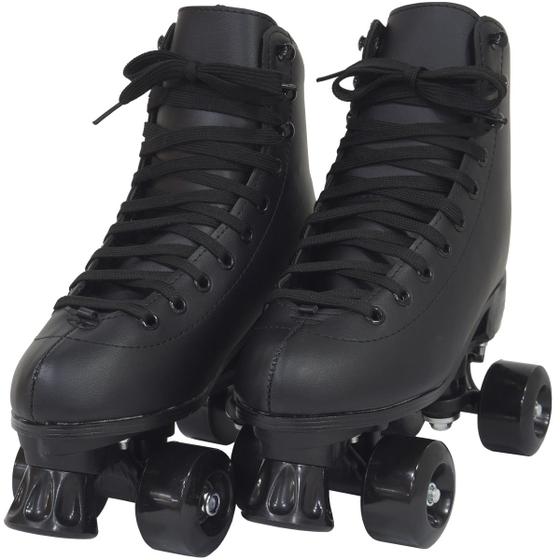 Imagem de Patins Clássico Tradicional Quad 4 Rodas Roller de Rua Infantil Preto Tamanho 31 Importway BW-020-PT