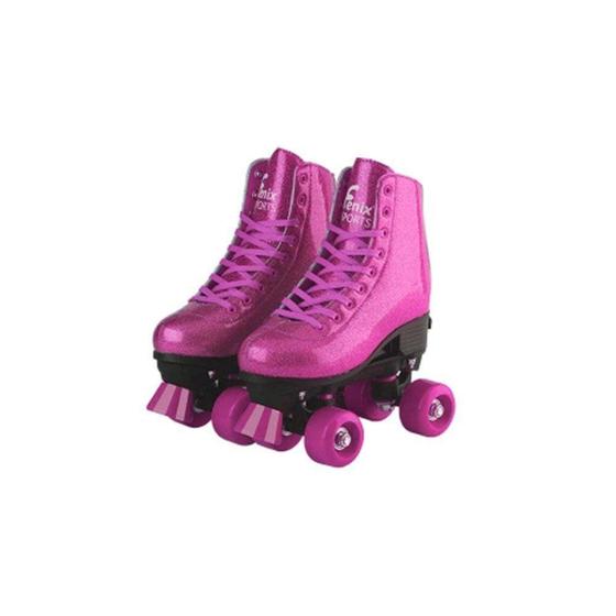 Imagem de Patins Com 4 Rodas Ajustavel Roller Skate 35-38 Rosa Fenix