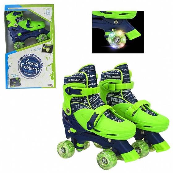 Imagem de Patins Com Rodas Paralelas Com Luz Verde Tam 39-42