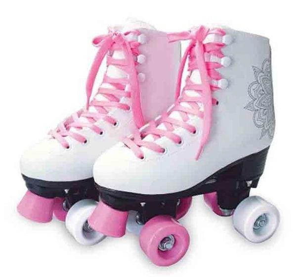 Imagem de Patins Feminino 4 Rodas Roller Retrô Tamanho 38 Classico Branco (DMR5167-R38)