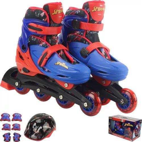 Imagem de Patins Homem Aranha Rodas Inline Gel 36 ao 39 C/ Kit Proteção - BBR