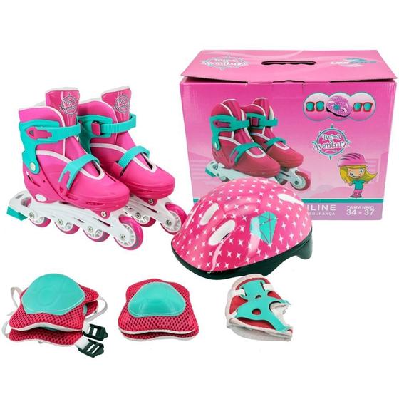 Patins Infantil 4 Rodas Feminino Menina Roller Criança Rosa Menor preço em Patins Infantil 4 Rodas Feminino Menina Roller Criança Rosa