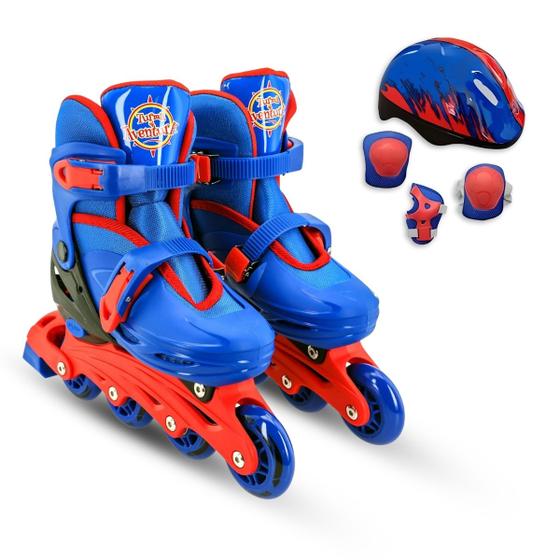 Imagem de Patins Infantil 4 Rodas Roller inline com kit De Proteção Uni Toys TAM 34 ao 37 