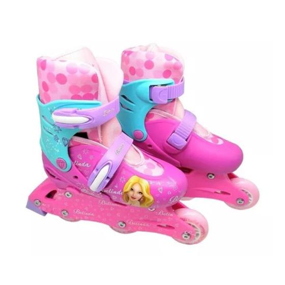 Imagem de Patins Infantil Ajustável Inline Triline Rosa 31/34