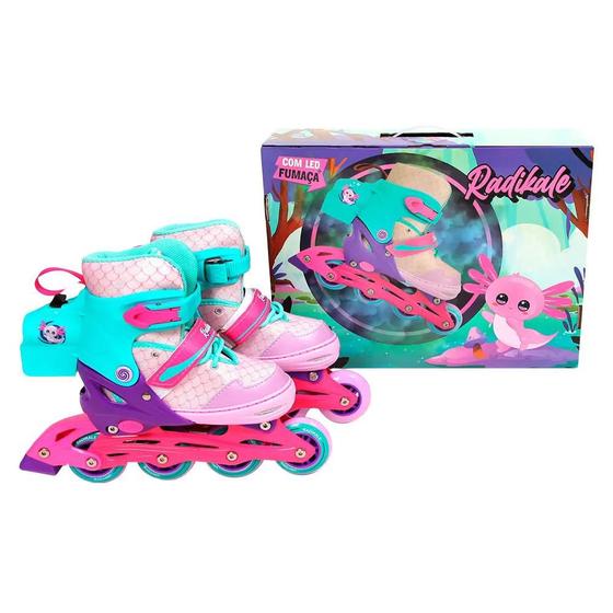 Imagem de Patins Infantil Inline Ajustável com Led e Fumaça Unitoys 34-37  Radikale Play Smoke 1803M