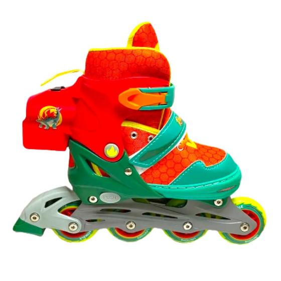 Imagem de Patins Infantil Laranja Smoke Masculino Tam 34 37 Led Fumaça