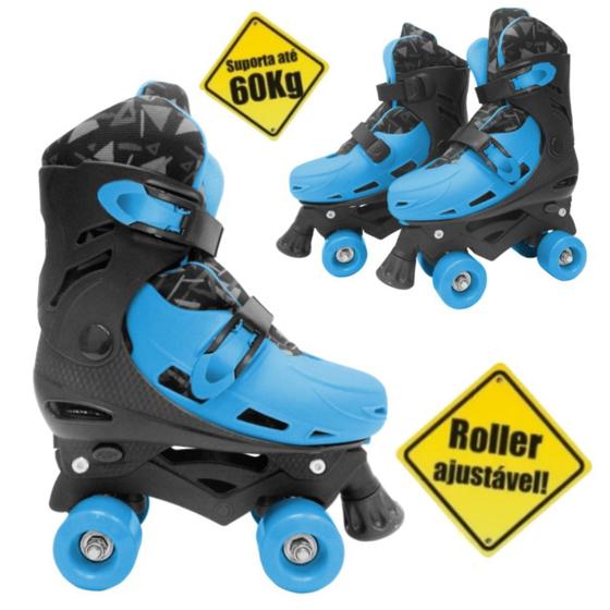 Patins Infantil Menino Azul Lançamento 4 Rodas Ajustável - DM Radical ...