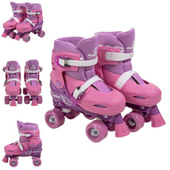 Imagem de Patins Infantil Quad Roller Skate Ajustável 4 Rodas Lançamento Menina