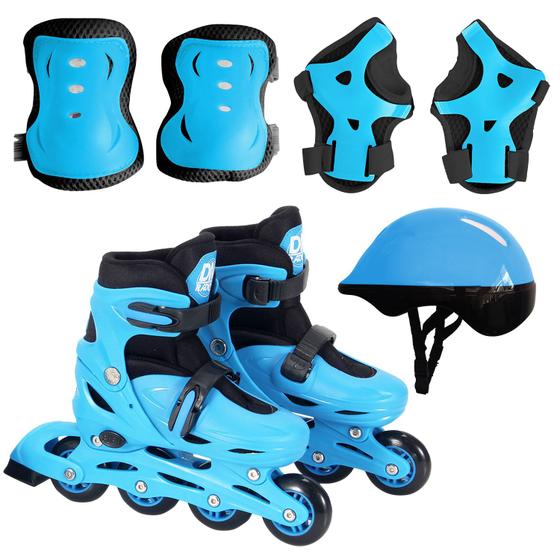 Imagem de Patins Inline 4 Rodas Masculino Infantil Com Proteção - Dm Toys