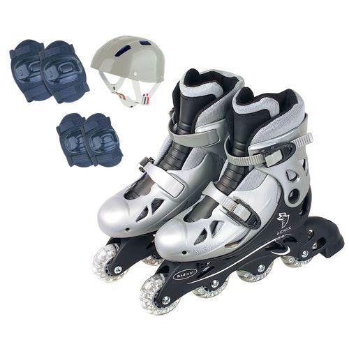 Imagem de Patins InLine Ajustável C/ Acessórios 34/37 Prata AD01 Fenix