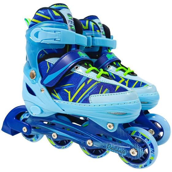 Imagem de Patins Inline Play Infanto Juvenil 34/37 Ajustavel Azul - Unitoys