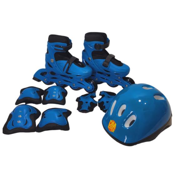 Imagem de Patins Inline Tradicional Ajustável Com Kit De Proteção Completo DMR6544